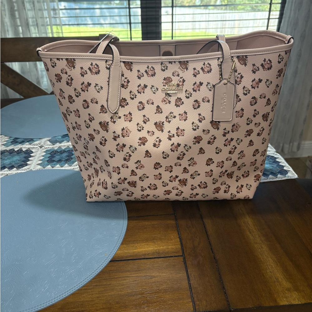 Coach Pink Floral Print Tote